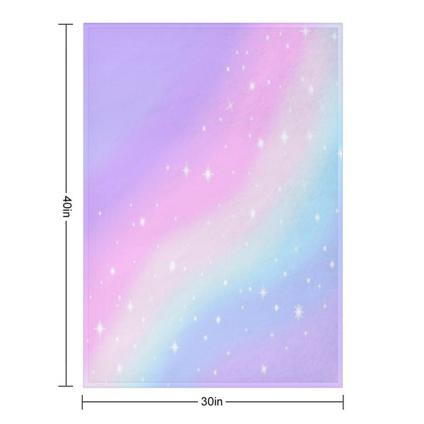 Kawaii Rainbow Magic Plush Throw Blanket