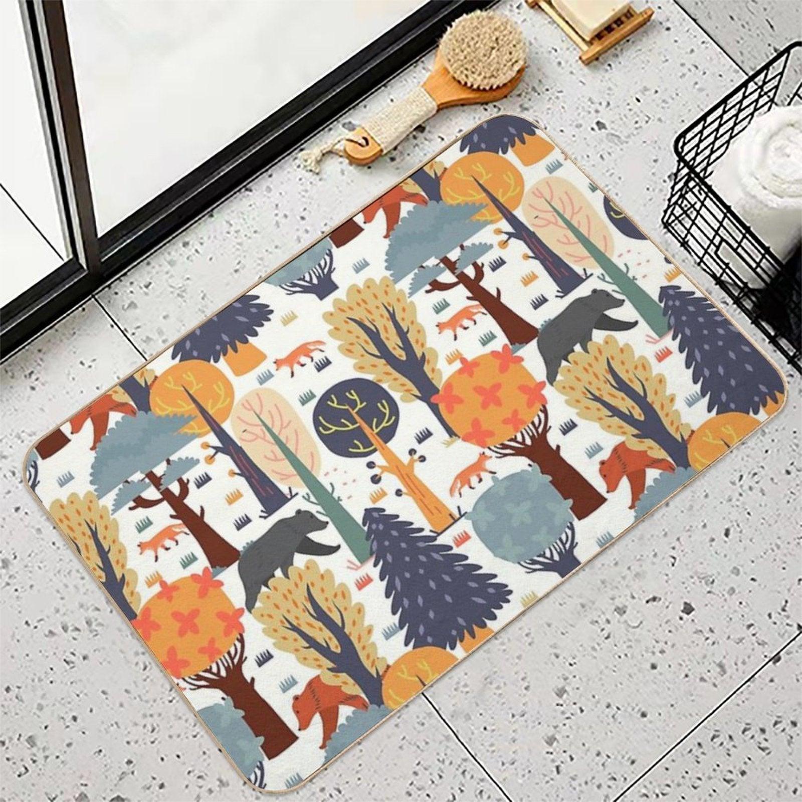 Woodland Animal Pattern for Kids Bath Mat