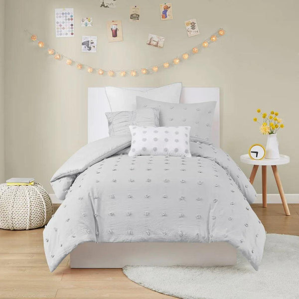 Brooklyn Cotton Jacquard Comforter Set with Euro Shams and Throw Pillows - Gifts for You 'n Me