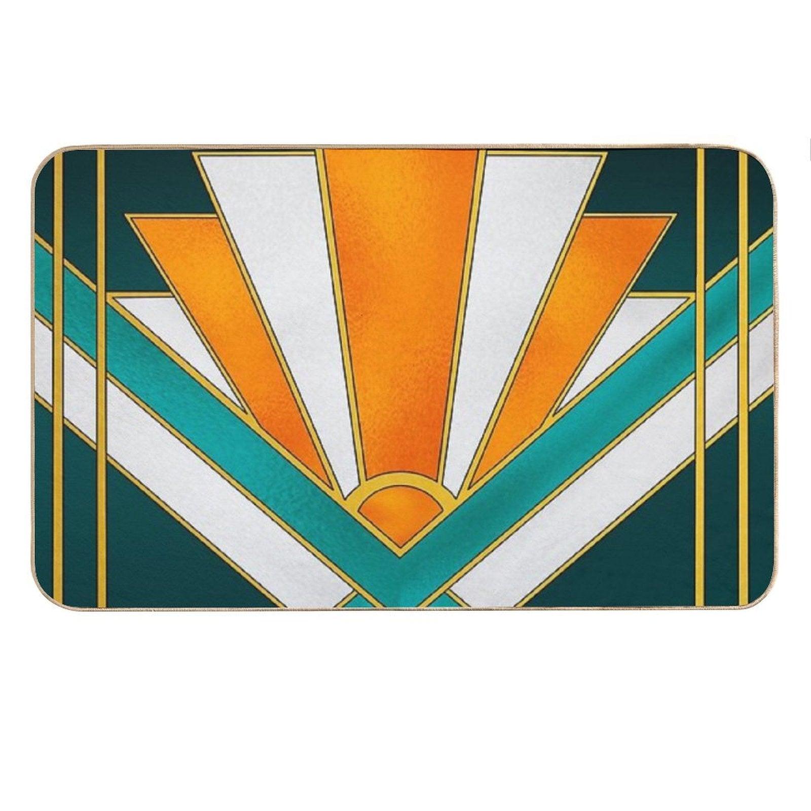 Orange And Green Art Deco Bath Mat