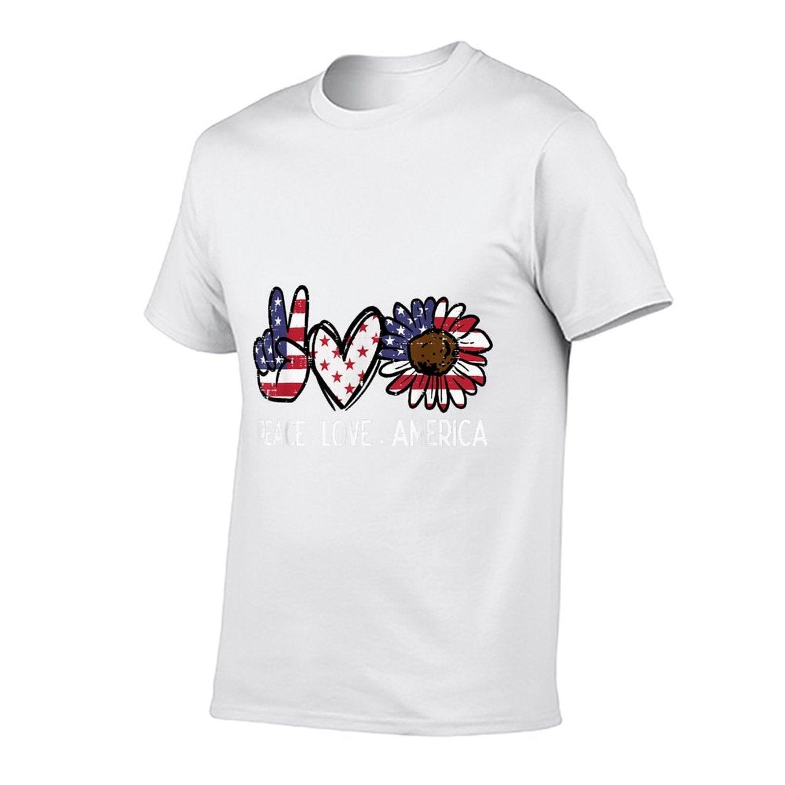 Peace Love America US Fourth Womens 4th Of July Patriot  High-quality Stitching T-Shirt