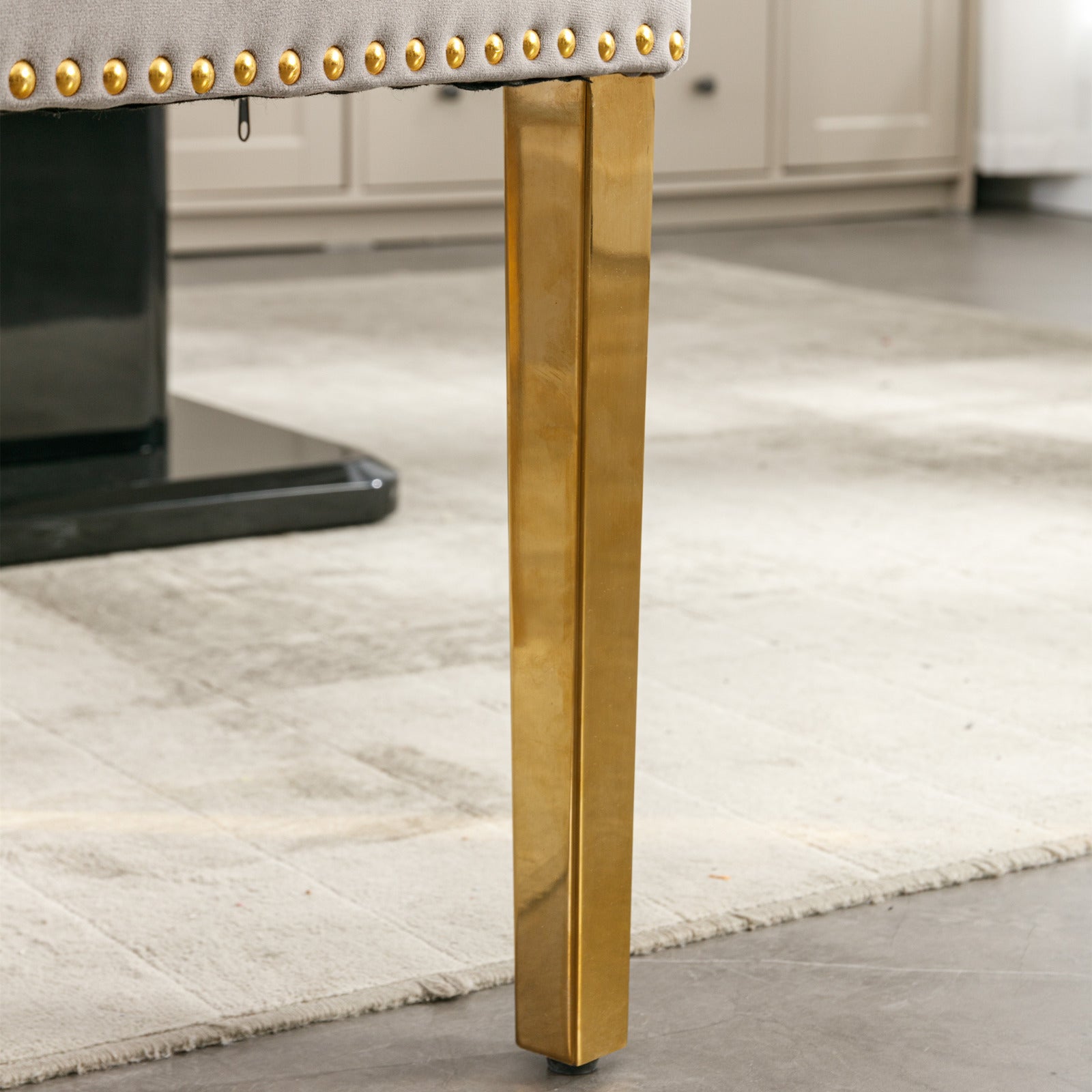 Nikki Collection Modern Tufted Solid Wood Velvet Upholstered Dining Chair with Gold Legs