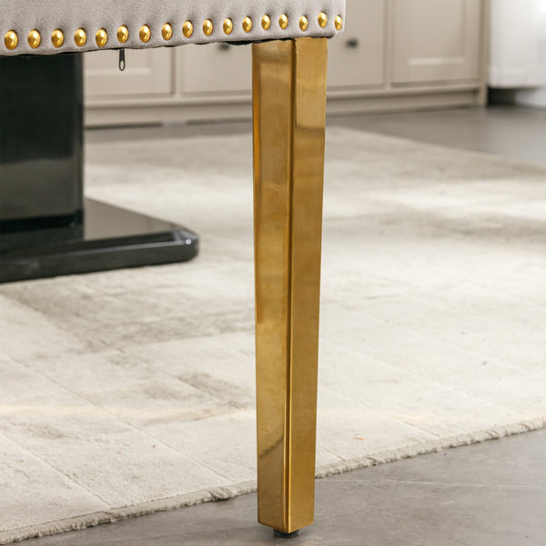 Nikki Collection Modern Tufted Solid Wood Velvet Upholstered Dining Chair with Gold Legs