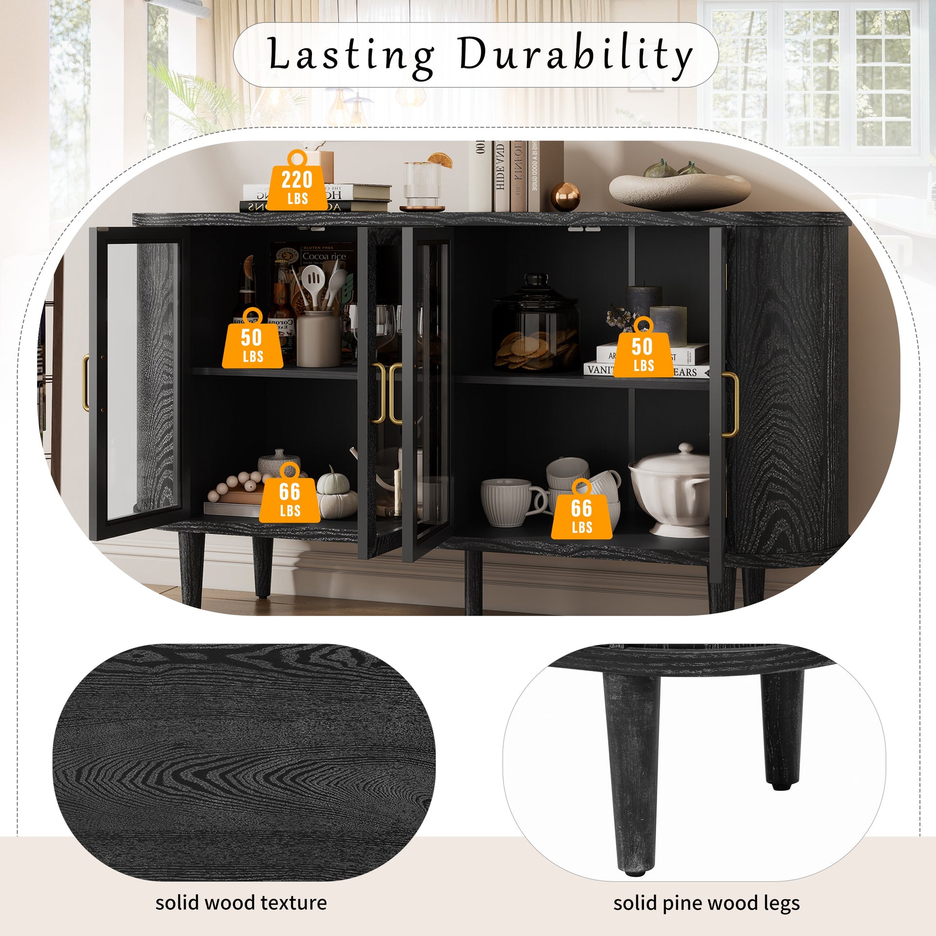 Farmhouse Sideboard Cabinet with Storage BLAKHOM