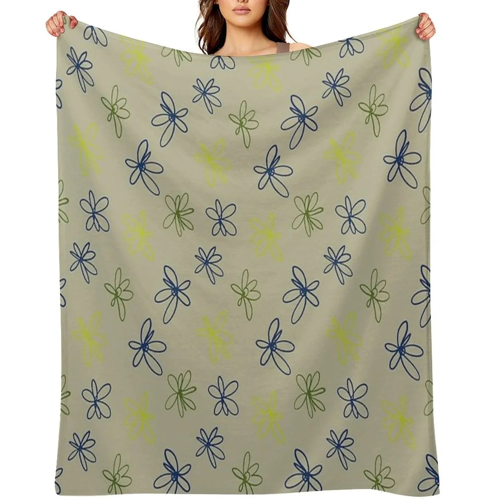 Daisy Whispers - Minimalist Leaf Pattern Throw Blanket