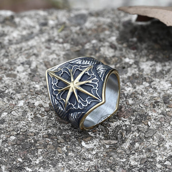 8 Point Star Stainless Steel Ring