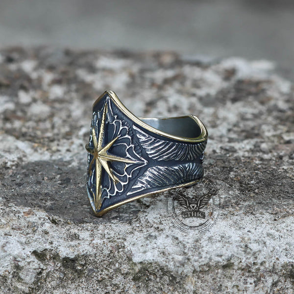 8 Point Star Stainless Steel Ring