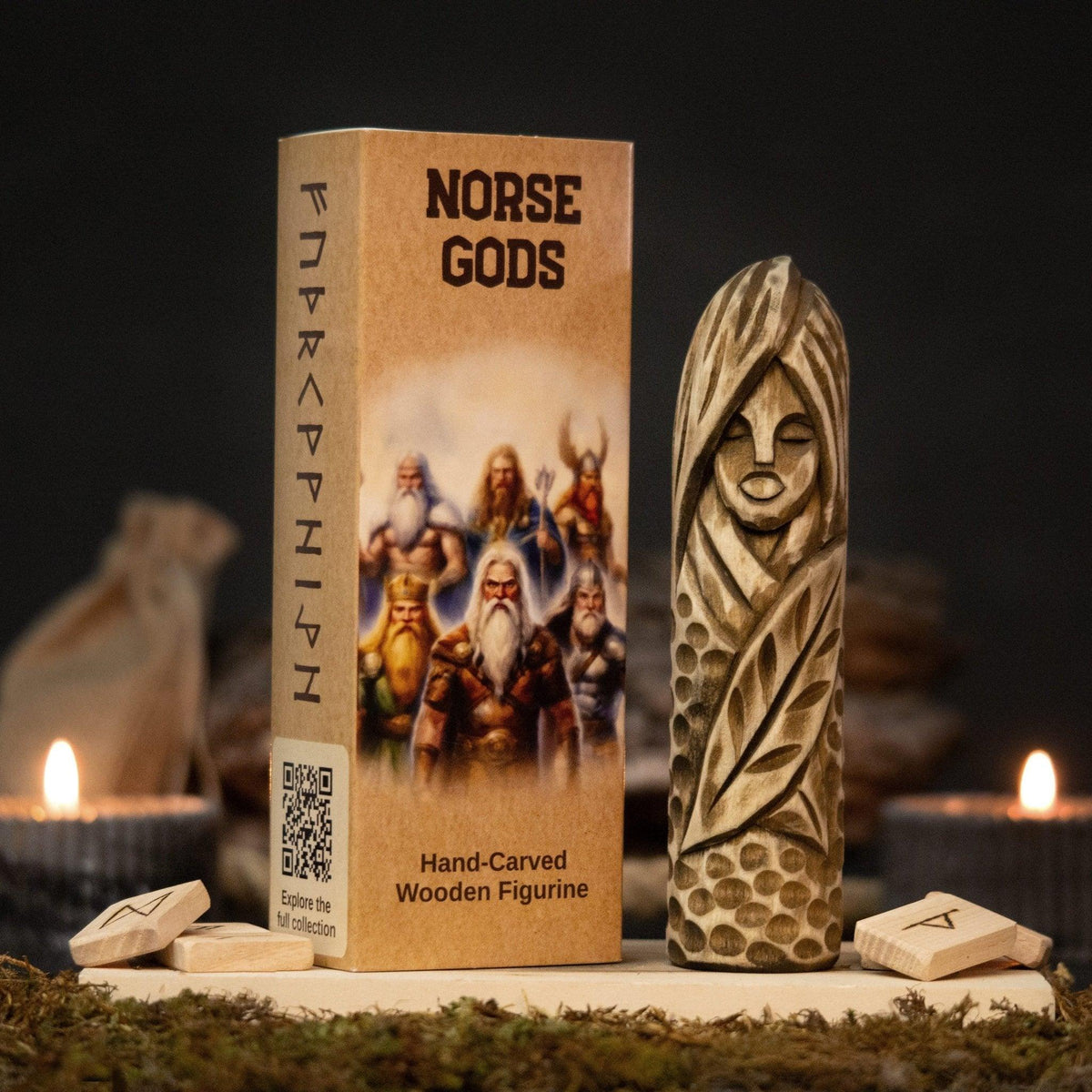 Eir Wooden Figurine – 14 cm (5.7 inch) Hand-Carved Norse Goddess of Healing