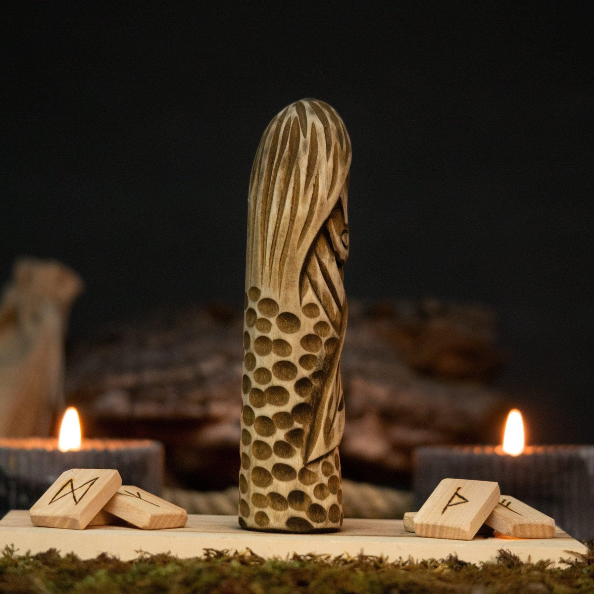 Eir Wooden Figurine – 14 cm (5.7 inch) Hand-Carved Norse Goddess of Healing