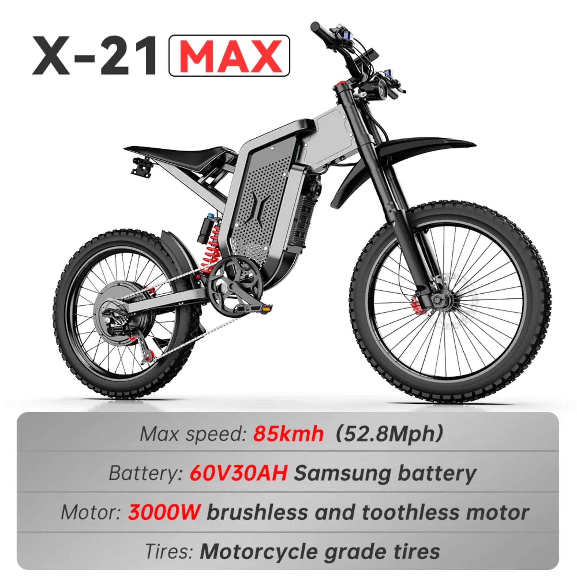 EKX X21 MAX 3000W 60V/30AH Electric Mountain Off-Road Dirt Bike (SAK48016)