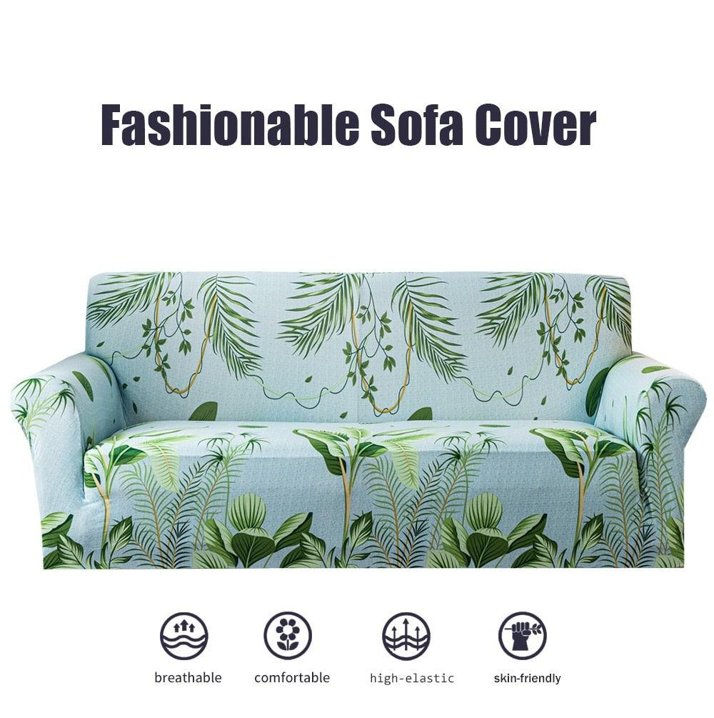 Elastic Plain Floral Printing  Sofa Cover Stretch for Living Room Couch Cover Chair Protector 1/2/3/4 Seater Printed Couch Cover for 3 Cushion Couch  Floral Pattern Sofa Cover with Separate Cushion Cover Pieces Stretch Sofa Slipcover