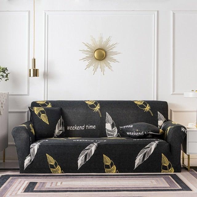 Elastic Plain Floral Printing  Sofa Cover Stretch for Living Room Couch Cover Chair Protector 1/2/3/4 Seater Printed Couch Cover for 3 Cushion Couch  Floral Pattern Sofa Cover with Separate Cushion Cover Pieces Stretch Sofa Slipcover