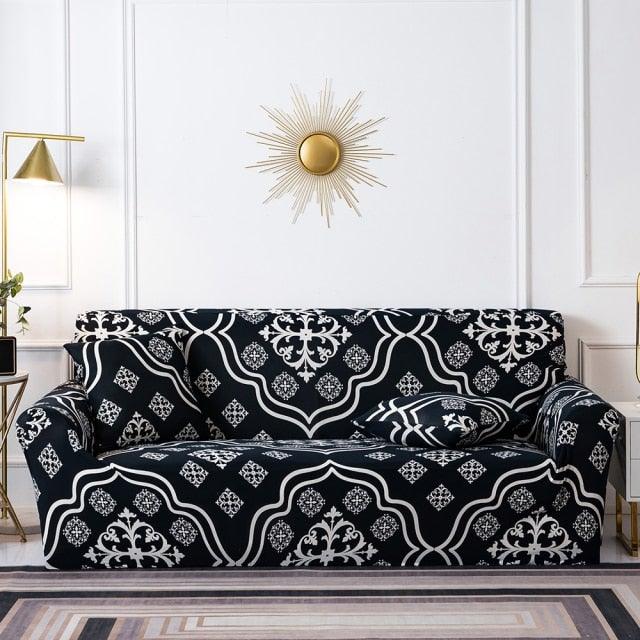 Elastic Plain Floral Printing  Sofa Cover Stretch for Living Room Couch Cover Chair Protector 1/2/3/4 Seater Printed Couch Cover for 3 Cushion Couch  Floral Pattern Sofa Cover with Separate Cushion Cover Pieces Stretch Sofa Slipcover