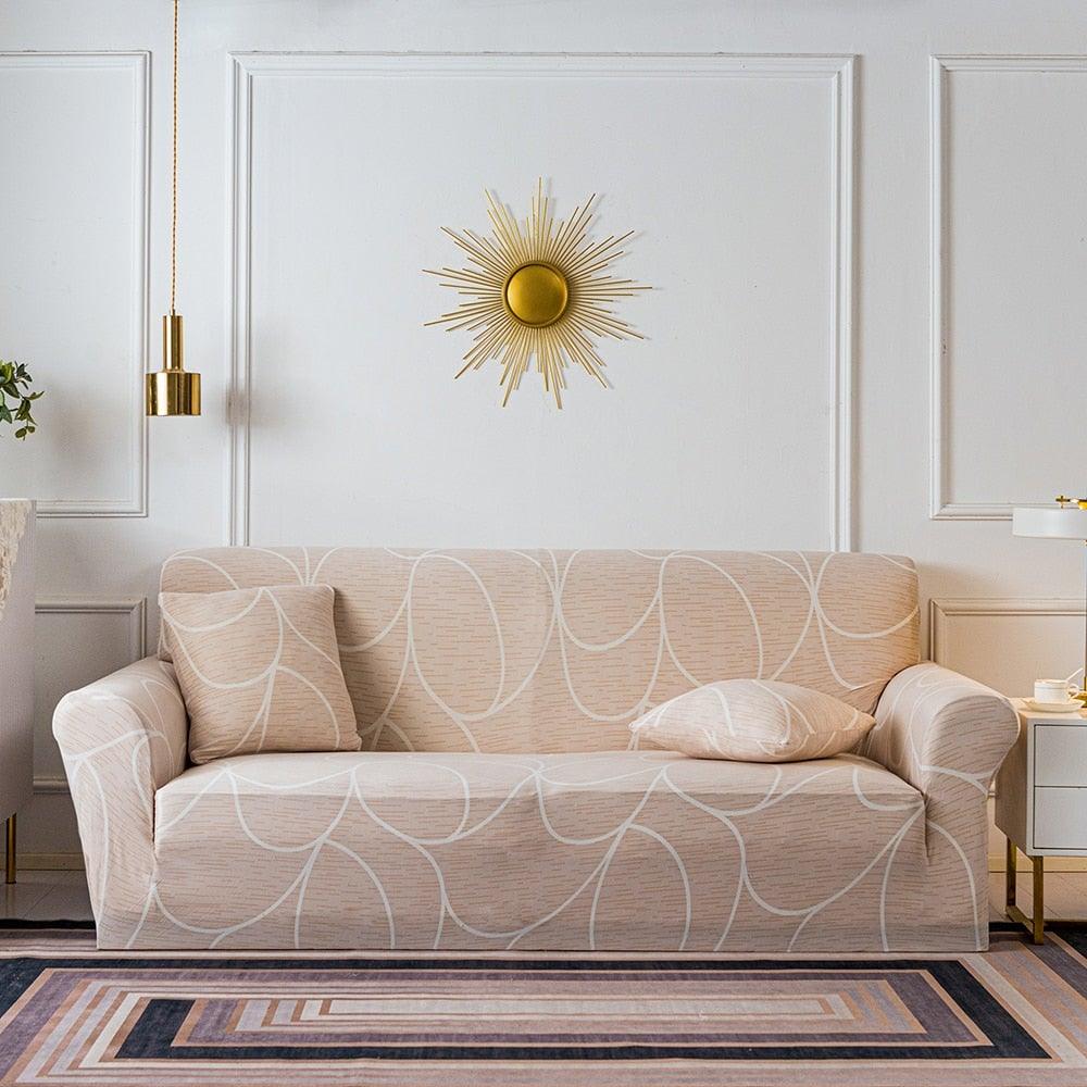 Elastic Plain Floral Printing  Sofa Cover Stretch for Living Room Couch Cover Chair Protector 1/2/3/4 Seater Printed Couch Cover for 3 Cushion Couch  Floral Pattern Sofa Cover with Separate Cushion Cover Pieces Stretch Sofa Slipcover