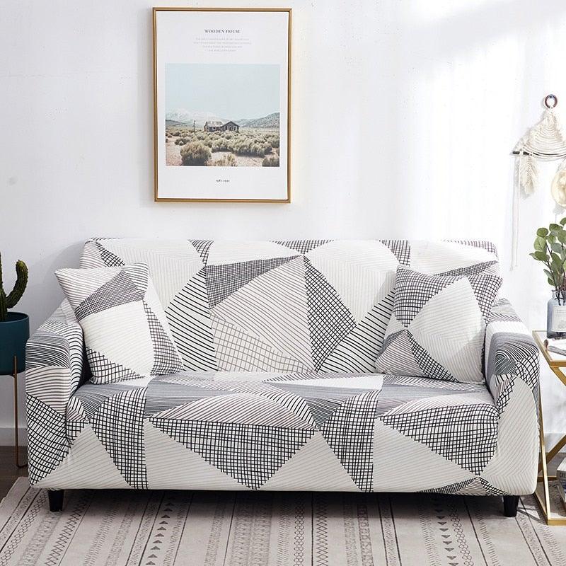 Elastic Sofa Covers for Living Room Stretch Slipcovers Sectional Couch Cover L Shape Corner Armchair Cover 1/2/3/4 Seater Slipcovers Elastic Stylish Printed Sectional Sofa Furniture Protector For Living Room