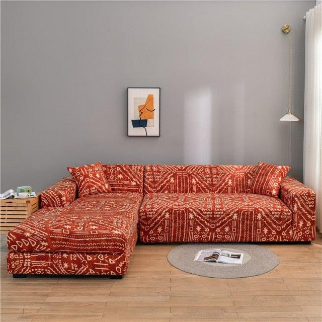 Elastic Sofa Covers for Living Room Stretch Slipcovers Sectional Couch Cover L Shape Corner Armchair Cover 1/2/3/4 Seater Slipcovers Elastic Stylish Printed Sectional Sofa Furniture Protector For Living Room