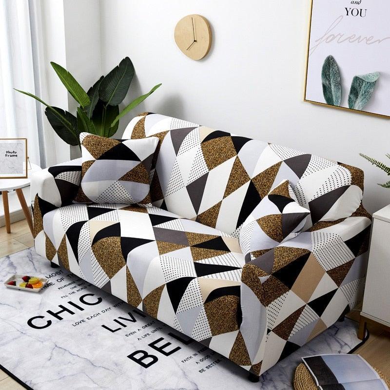 Elastic Sofa Covers for Living Room Stretch Slipcovers Sectional Couch Cover L Shape Corner Armchair Cover 1/2/3/4 Seater Slipcovers Elastic Stylish Printed Sectional Sofa Furniture Protector For Living Room