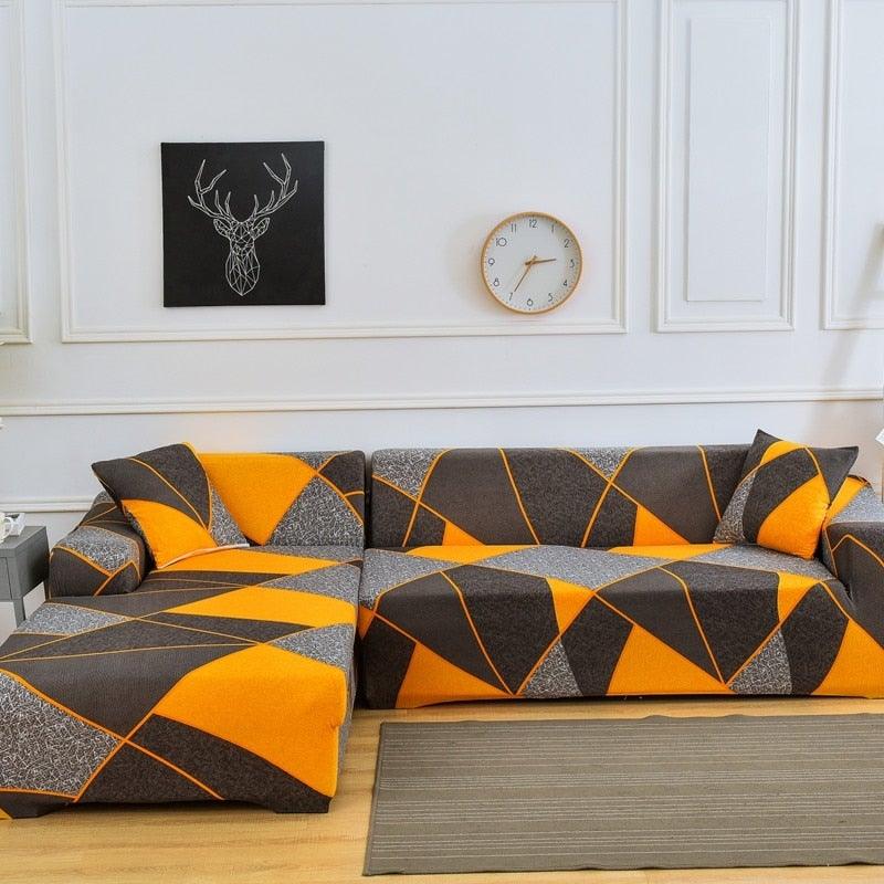 Elastic Sofa Covers for Living Room Stretch Slipcovers Sectional Couch Cover L Shape Corner Armchair Cover 1/2/3/4 Seater Slipcovers Elastic Stylish Printed Sectional Sofa Furniture Protector For Living Room