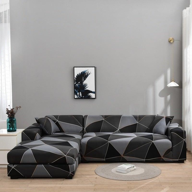 Elastic Sofa Covers for Living Room Stretch Slipcovers Sectional Couch Cover L Shape Corner Armchair Cover 1/2/3/4 Seater Slipcovers Elastic Stylish Printed Sectional Sofa Furniture Protector For Living Room