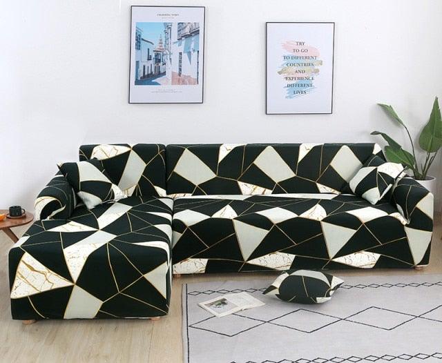 Elastic Sofa Covers for Living Room Stretch Slipcovers Sectional Couch Cover L Shape Corner Armchair Cover 1/2/3/4 Seater Slipcovers Elastic Stylish Printed Sectional Sofa Furniture Protector For Living Room