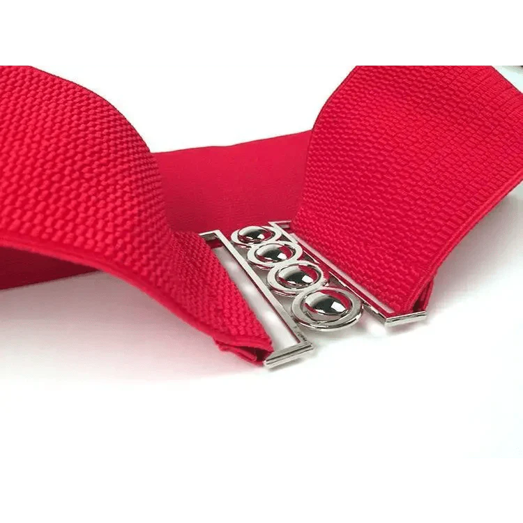 Elastic Wide Strap Plus Size Belts For Women Classic Party And Casual Dress Metal Snap Button Belts For Women