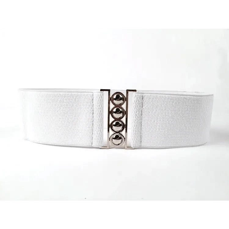 Elastic Wide Strap Plus Size Belts For Women Classic Party And Casual Dress Metal Snap Button Belts For Women