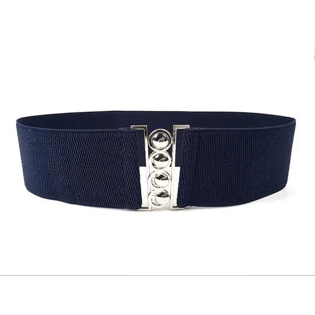 Elastic Wide Strap Plus Size Belts For Women Classic Party And Casual Dress Metal Snap Button Belts For Women