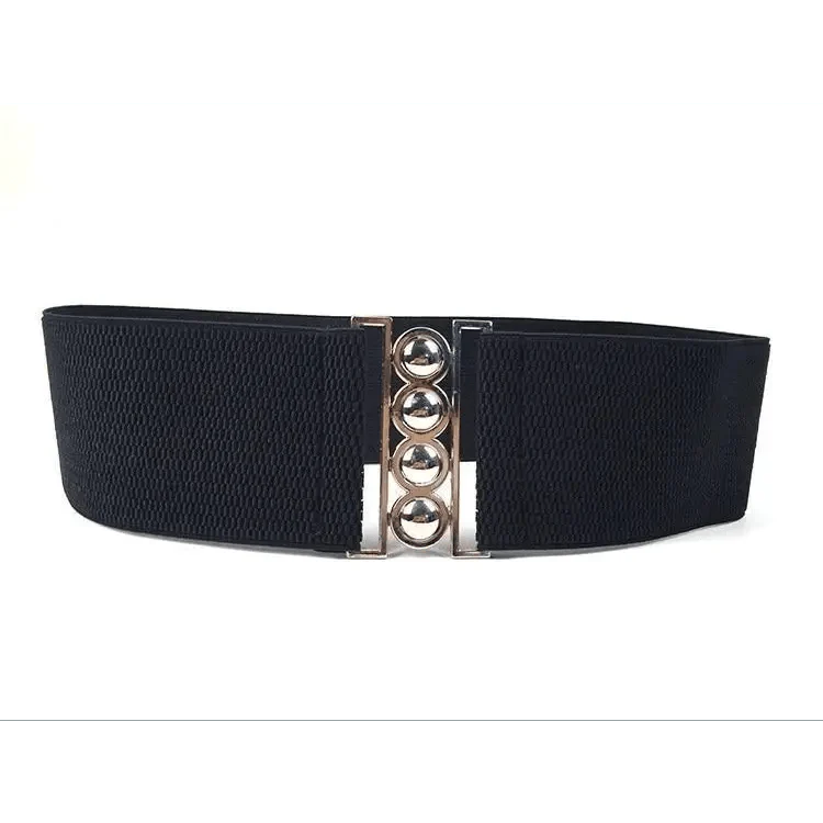 Elastic Wide Strap Plus Size Belts For Women Classic Party And Casual Dress Metal Snap Button Belts For Women