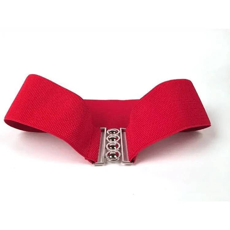 Elastic Wide Strap Plus Size Belts For Women Classic Party And Casual Dress Metal Snap Button Belts For Women