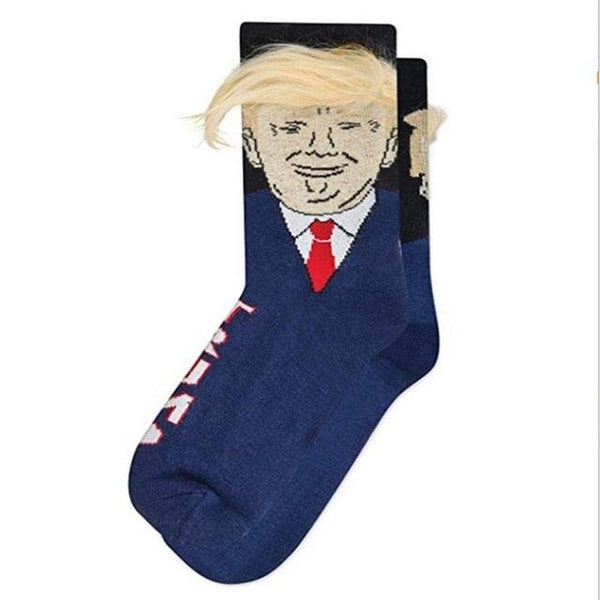 Sock with a printed face and hair on a white background