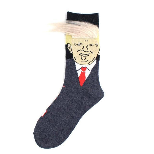 Sock with a graphic of a person's face on a white background