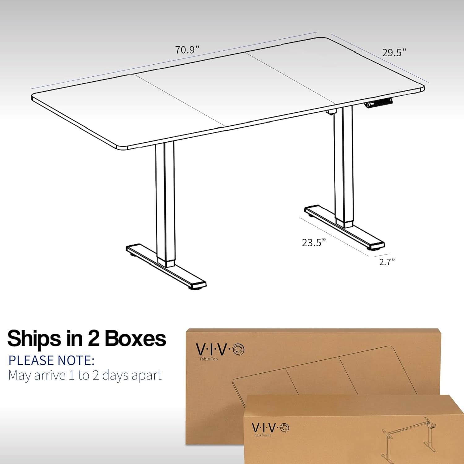 Electric Standing Desk 71x30 Memory Height Adjustment