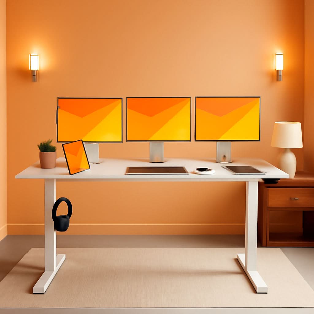 Electric Adjustable Height Standing Desk with Rolling Wheels
