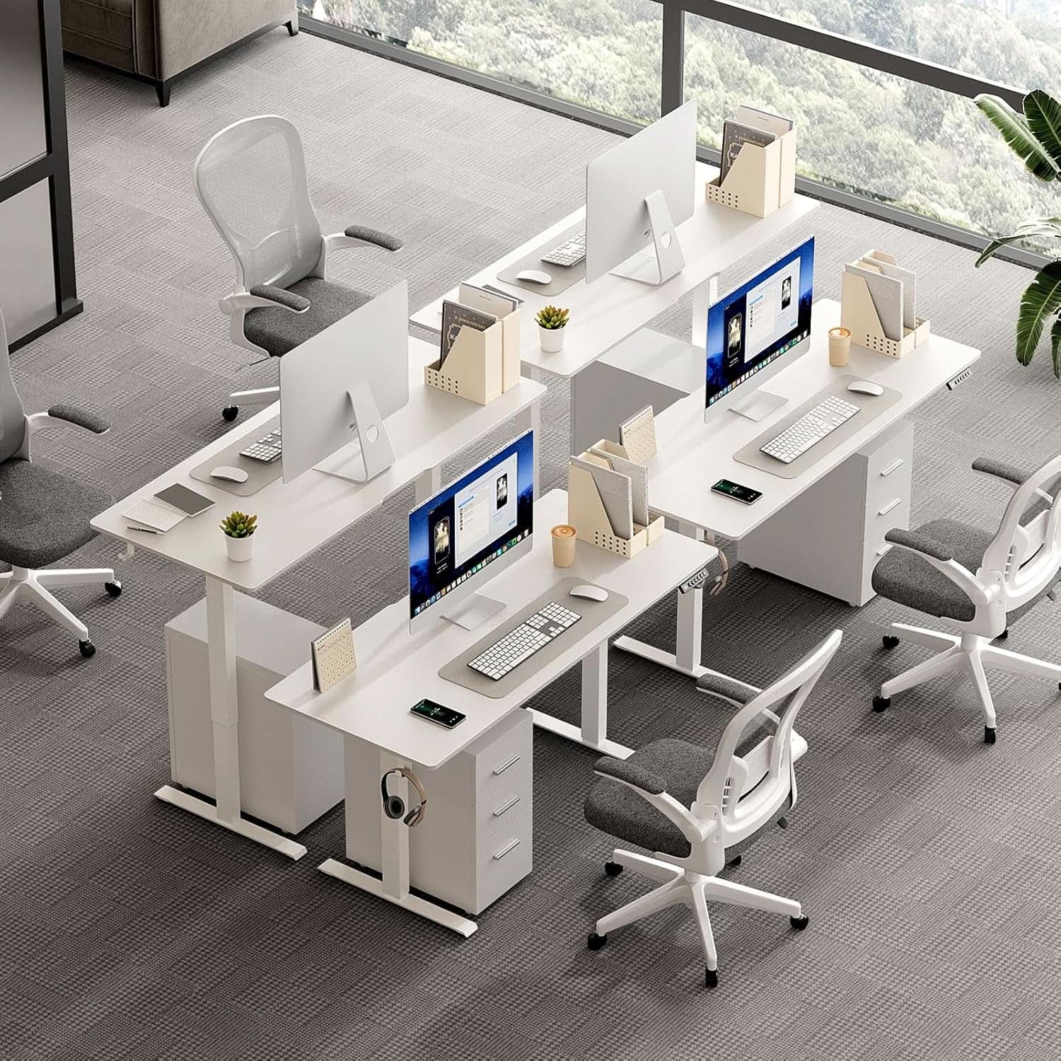 Electric Adjustable Height Standing Desk with Rolling Wheels
