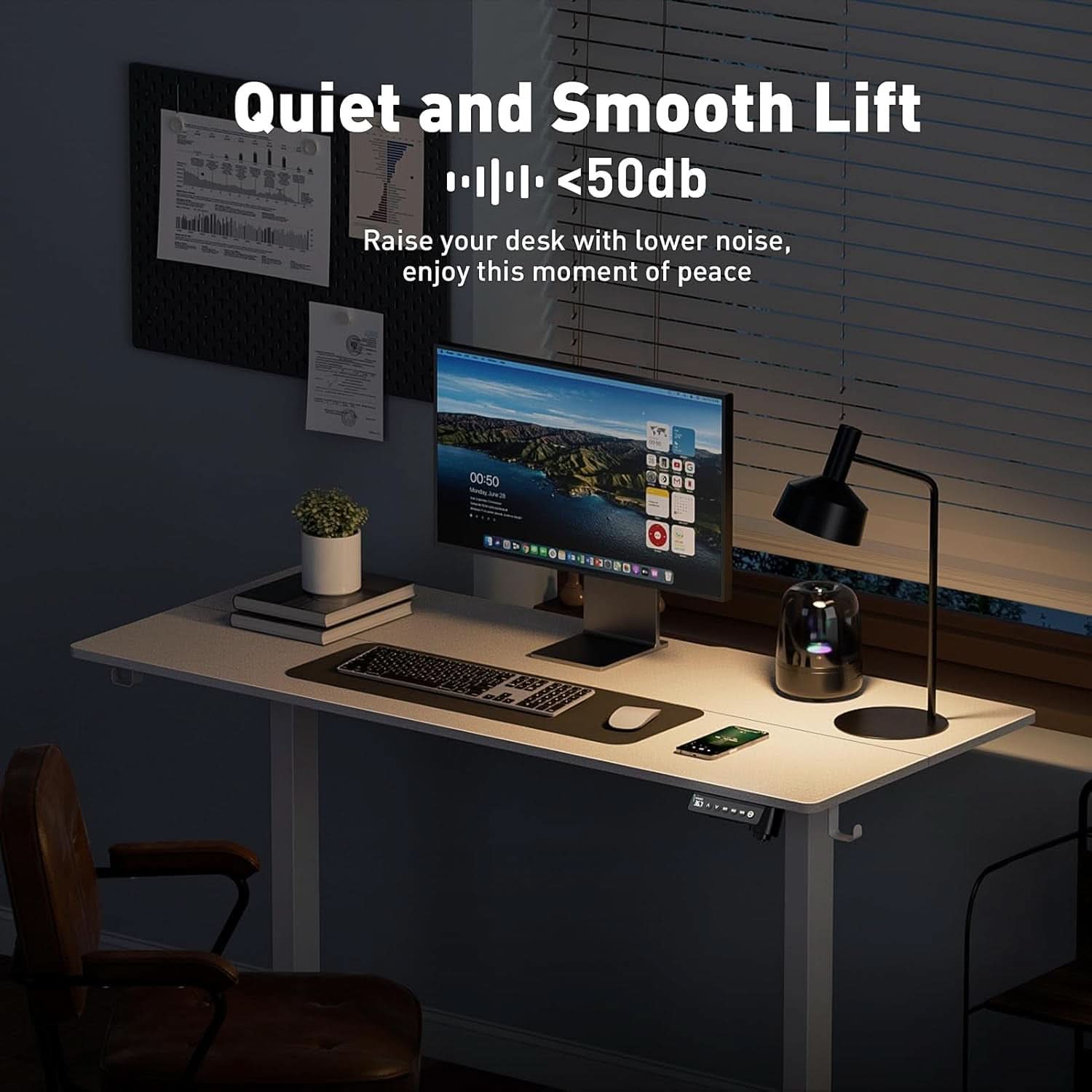 Electric Adjustable Height Standing Desk with Rolling Wheels