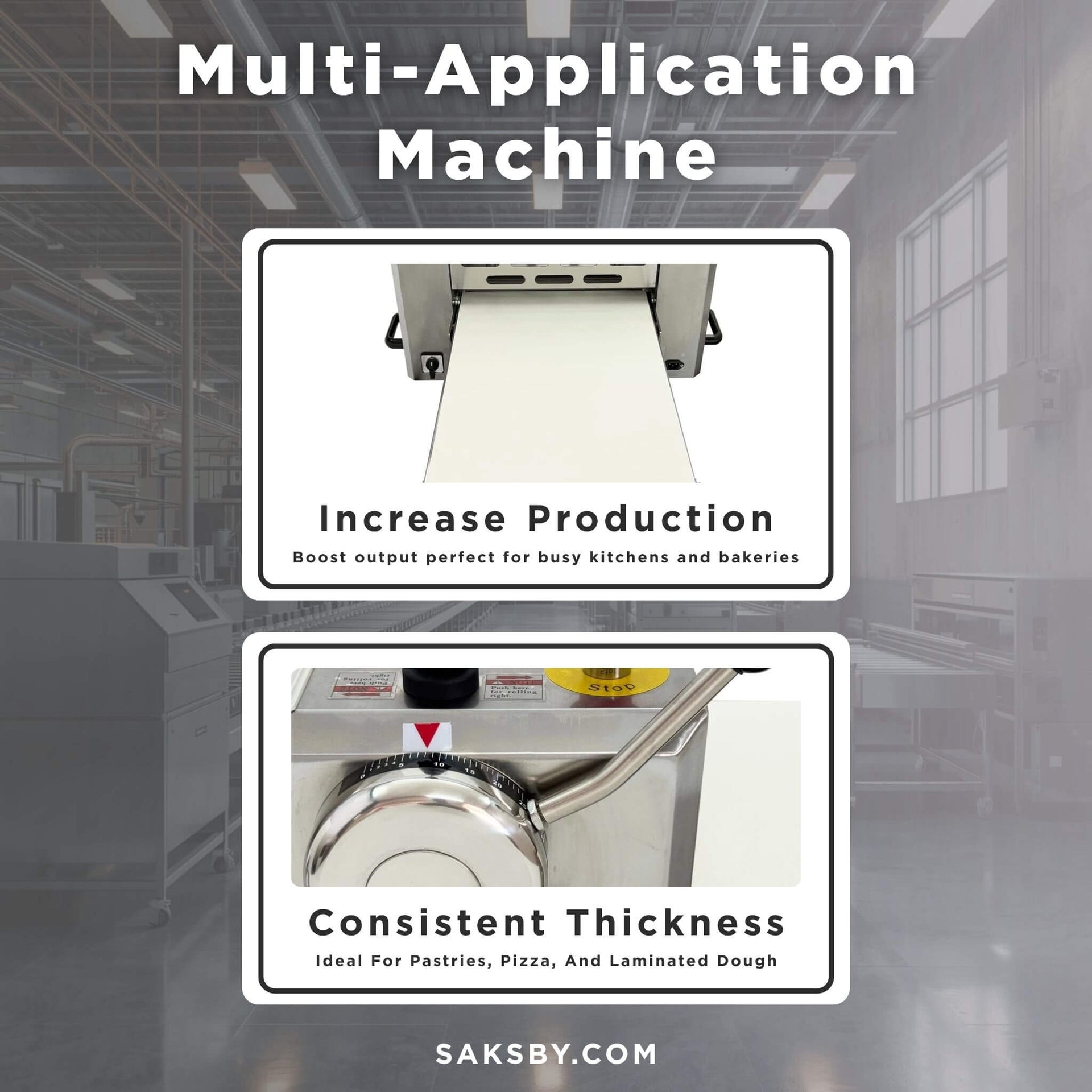 Commercial Electric 110V Foldable Stainless Steel Dough Sheeter (SAK59273)