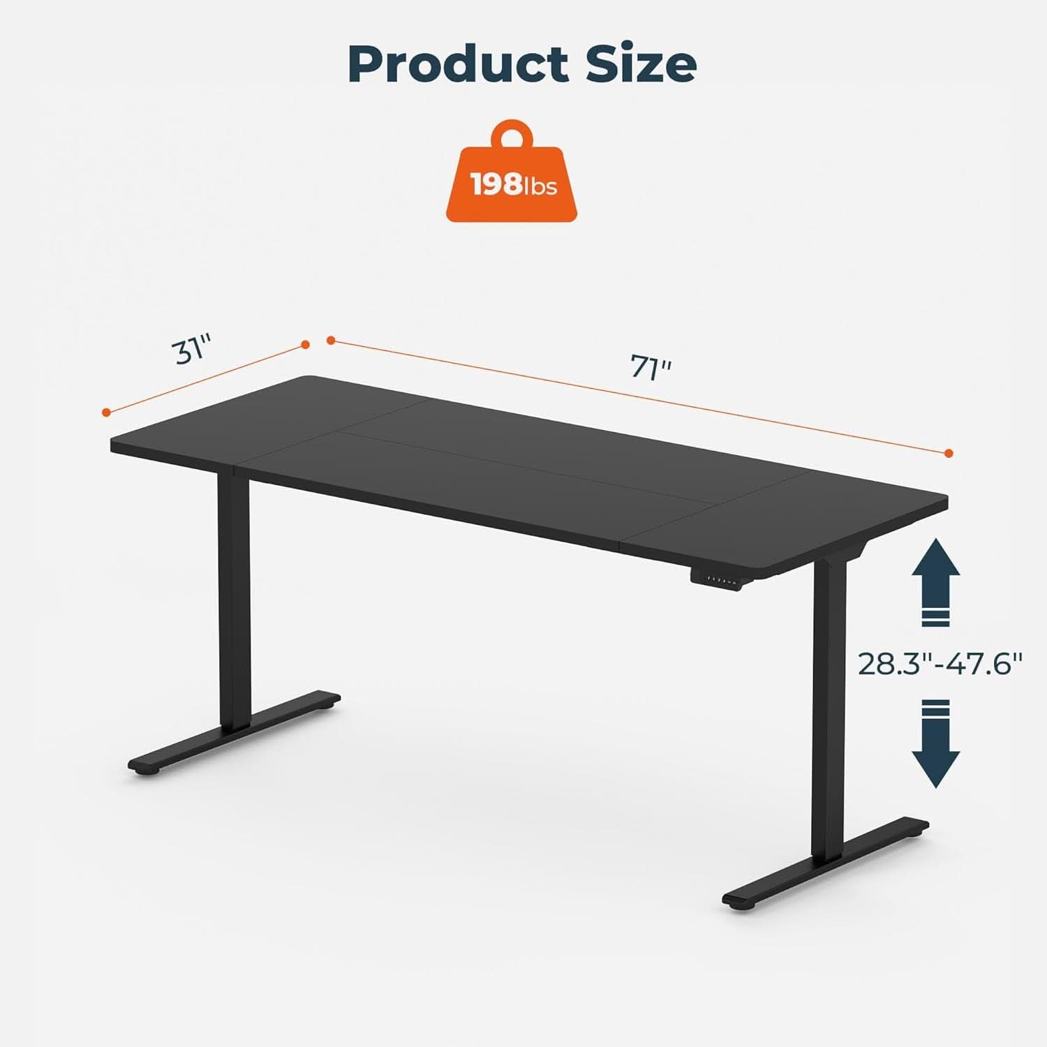 Electric Dual Motor Standing Desk with Adjustable Height