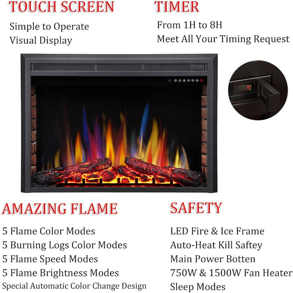 Electric Fireplace Insert Adjuatble Flame Colors 936A,939A,936BXB,939BXB Kismile