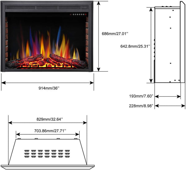 Electric Fireplace Insert Adjuatble Flame Colors 936A,939A,936BXB,939BXB Kismile