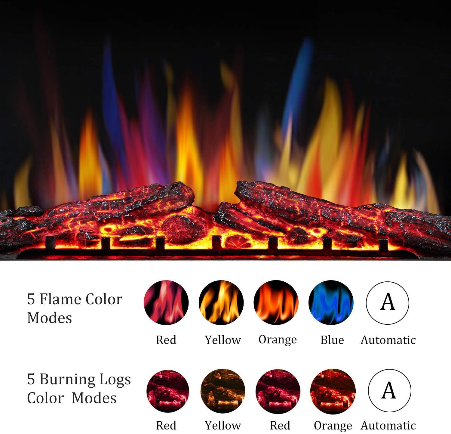 Electric Fireplace Insert Adjuatble Flame Colors 936A,939A,936BXB,939BXB Kismile