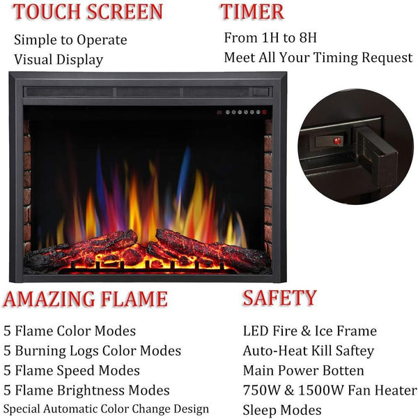Electric Fireplace Insert Adjuatble Flame Colors 936A,939A,936BXB,939BXB Kismile