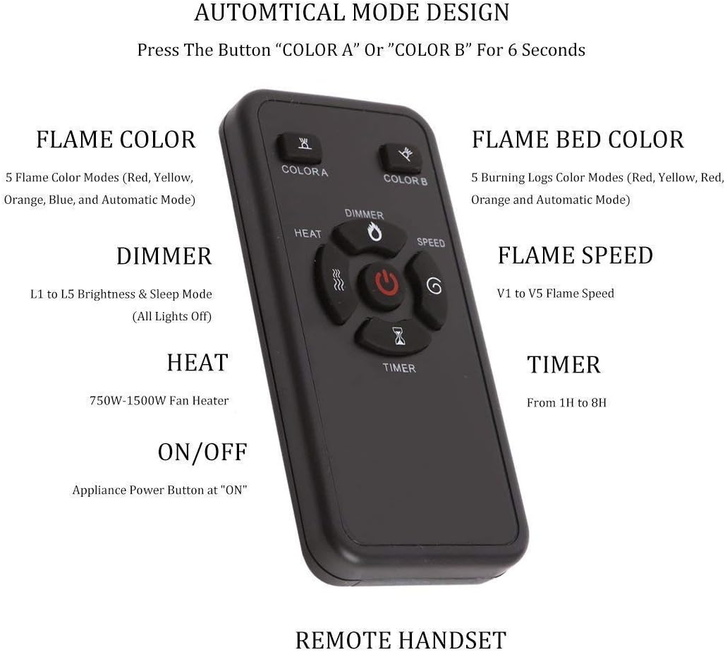 Electric Fireplace Insert Adjuatble Flame Colors 936A,939A,936BXB,939BXB Kismile
