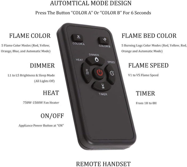 Electric Fireplace Insert Adjuatble Flame Colors 936A,939A,936BXB,939BXB Kismile