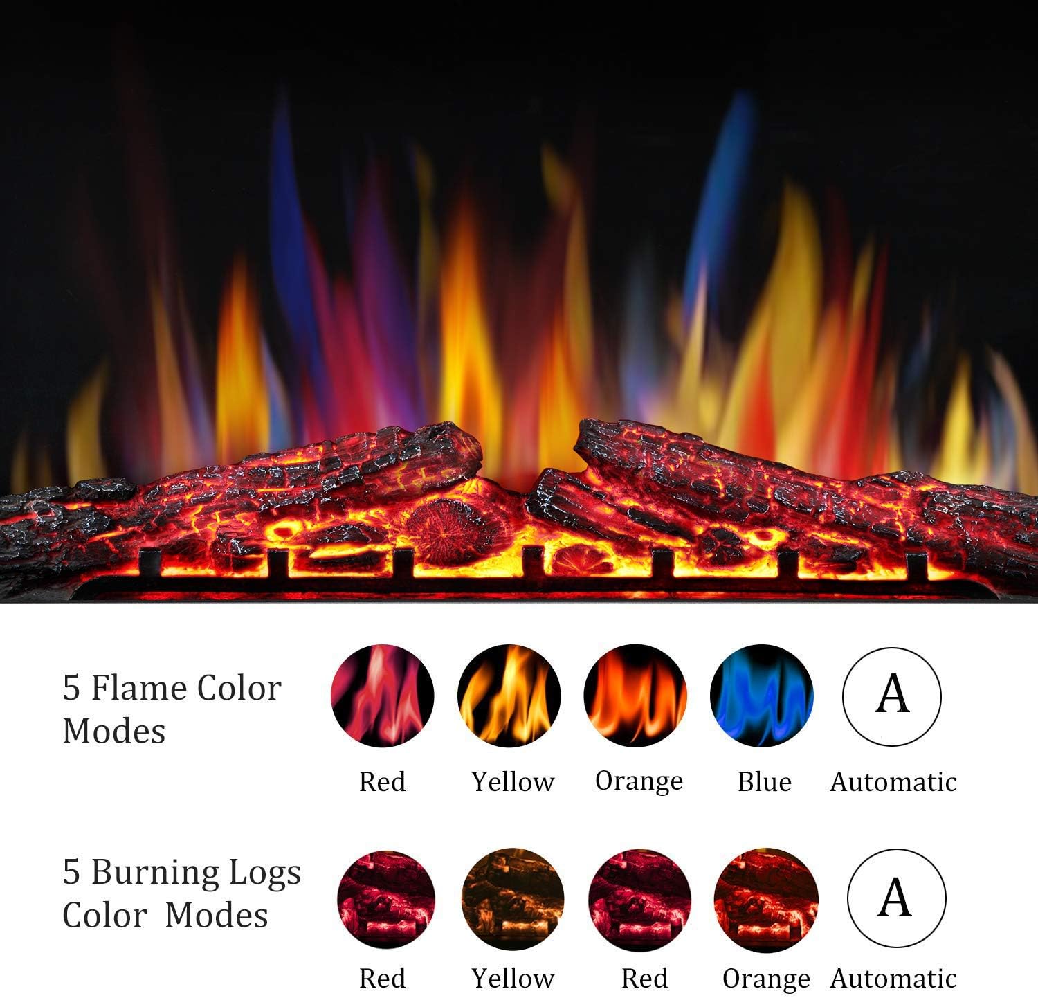 Electric Fireplace Insert Adjuatble Flame Colors 936A,939A,936BXB,939BXB Kismile