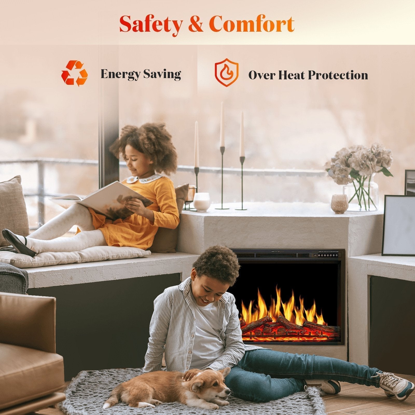 Electric Fireplace Insert Adjuatble Flame Colors 936A,939A,936BXB,939BXB Kismile