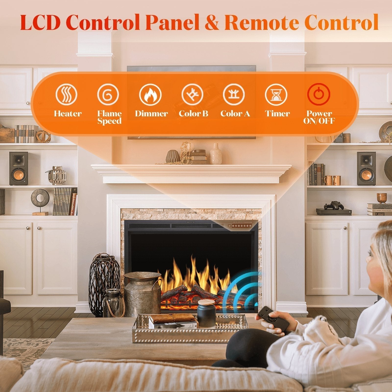 Electric Fireplace Insert Adjuatble Flame Colors 936A,939A,936BXB,939BXB Kismile