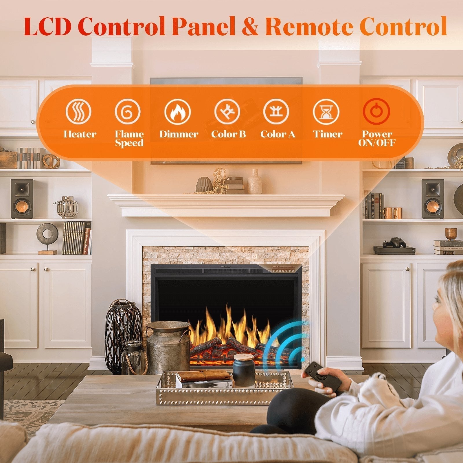 Electric Fireplace Insert Adjuatble Flame Colors 936A,939A,936BXB,939BXB Kismile