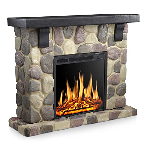 48 Inch Electric Fireplace Stone Mantel Package Y4926 Kismile