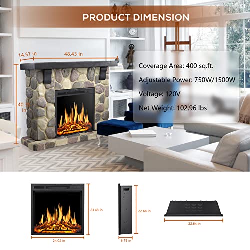 48 Inch Electric Fireplace Stone Mantel Package Y4926 Kismile