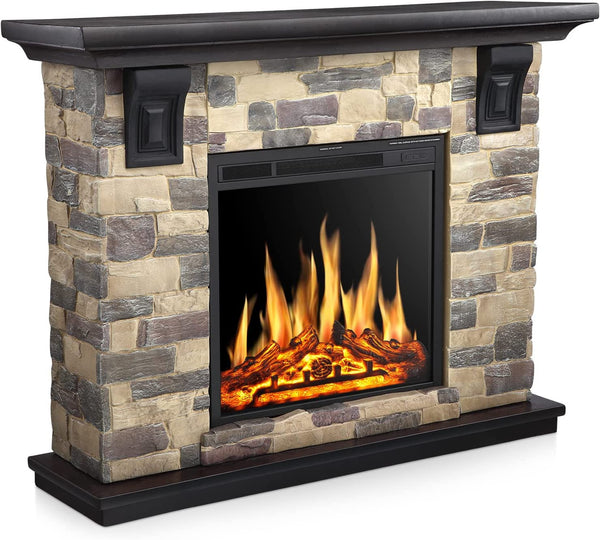 48 Inch Electric Fireplace Stone Mantel Package Y4926 Kismile